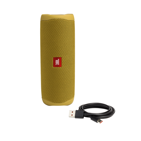 JBL Flip 5 - Mustard Yellow - Portable Waterproof Speaker - Detailshot 1